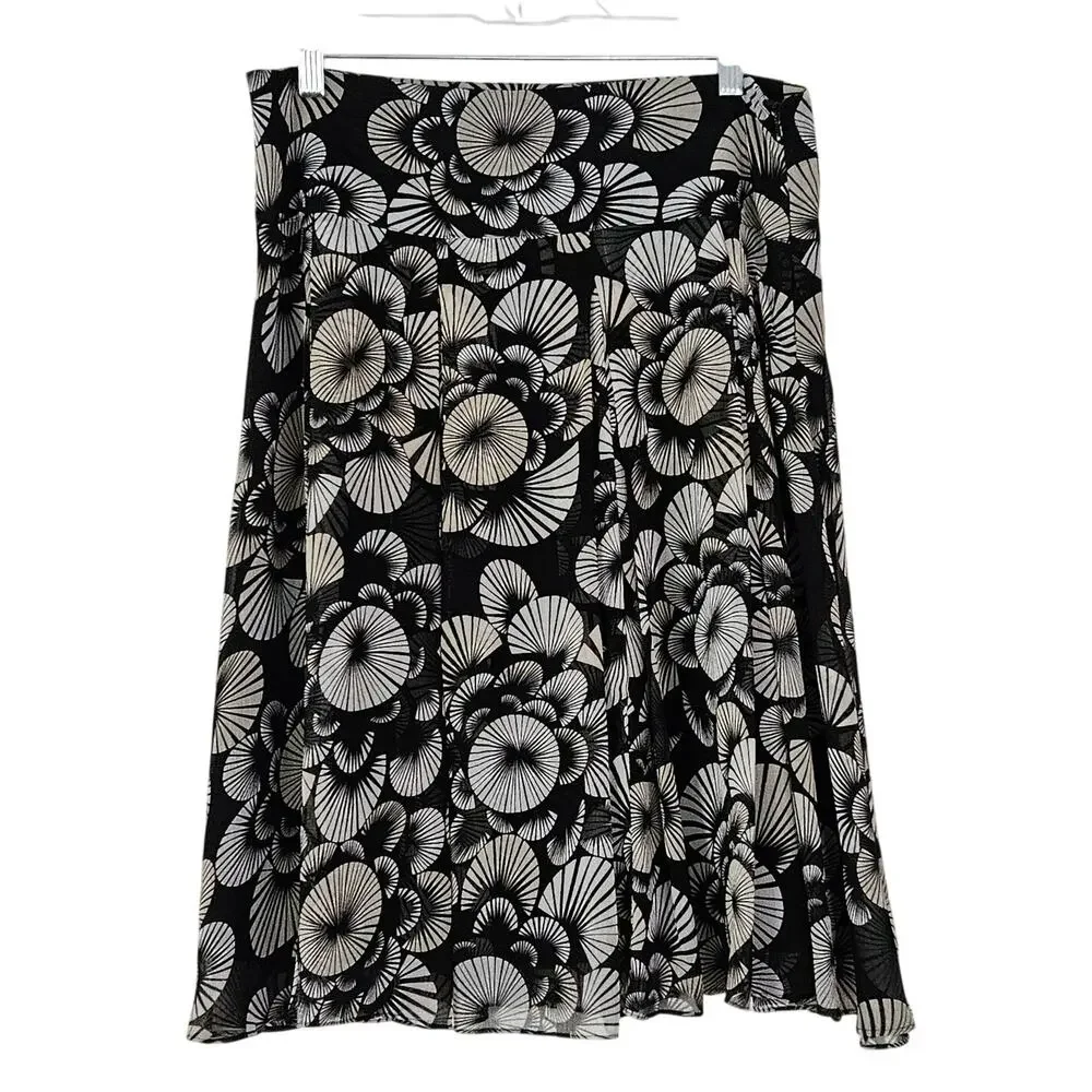 Bob Mackie Chiffon Side Zip Skirt Geometric Floral Art sz 8 EUC